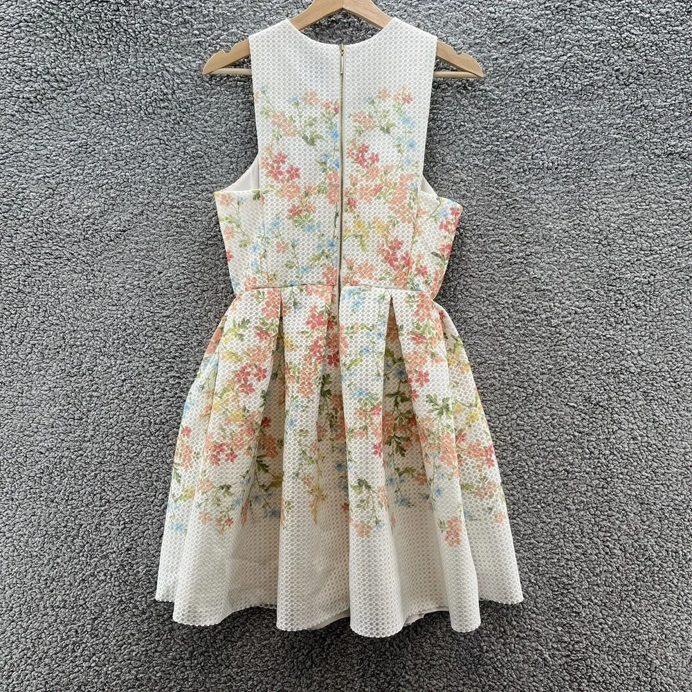 Anthropologie Erin Fetherston Dress Women 6 Cream Floral Retro Party Ladylike